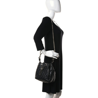 Chanel Lambskin Quilted Mini CC Chain Bucket Bag Black 2 of 16