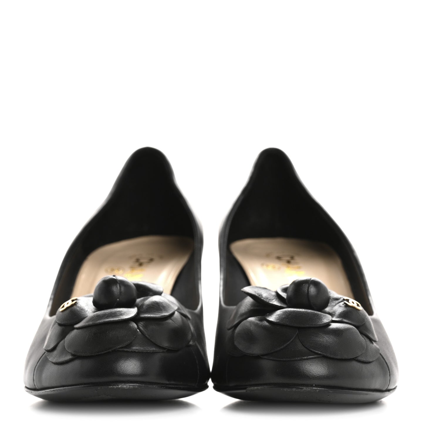 Lambskin Camellia Pumps 37.5 Black