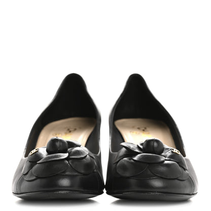 Chanel Lambskin Camellia Pumps 37.5 Black 3 of 13