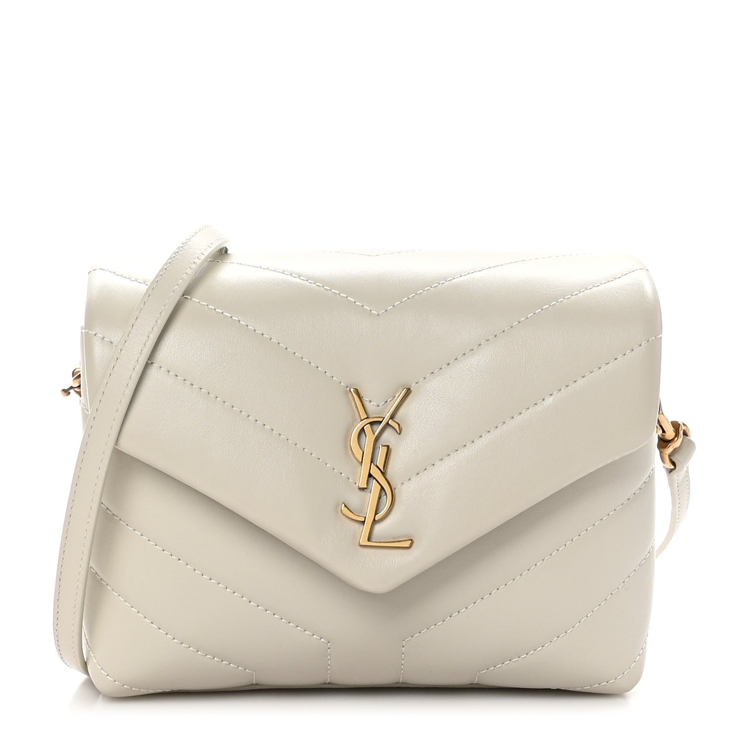 Calfskin Y Quilted Monogram Toy Loulou Crossbody Bag Blanc Vintage