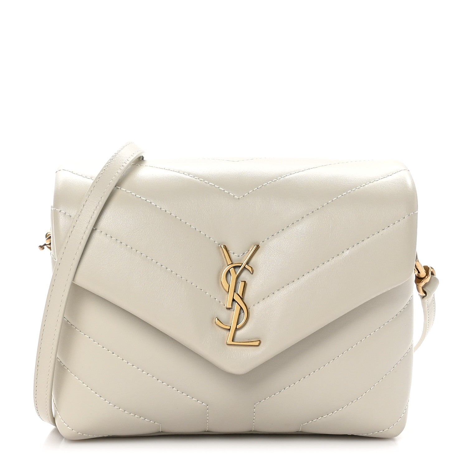 Saint Laurent Calfskin Y Quilted Monogram Toy Loulou Crossbody Bag Blanc Vintage 1 of 11