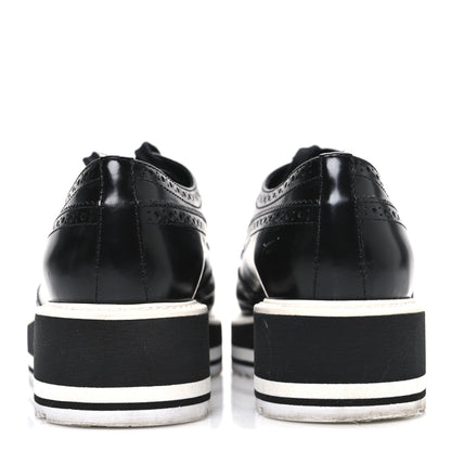 Prada Spazzolato Lace Up Loafers 38.5 Black 6 of 10