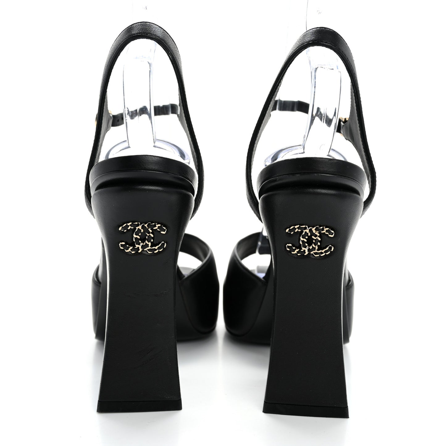 Lambskin Platform Sandals 40 Black