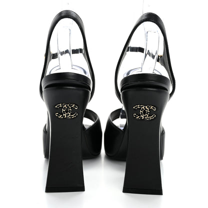 Chanel Lambskin Platform Sandals 40 Black 6 of 13