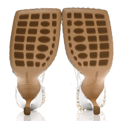 Bottega Veneta Mesh Metallic Nappa Stretch Ankle Tie Sandals 36.5 Silver 5 of 8