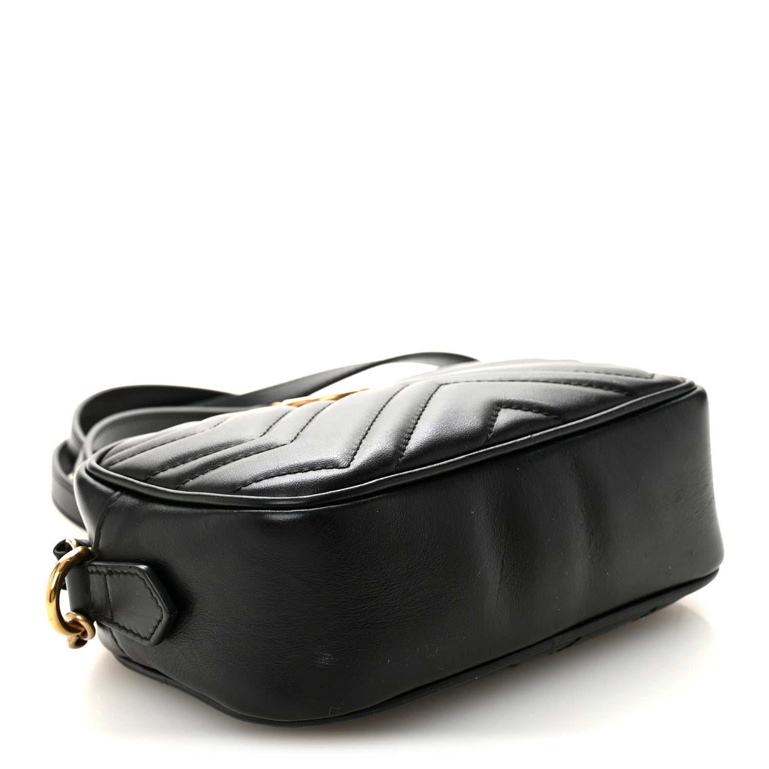 Gucci Calfskin Matelasse Mini GG Marmont Chain Shoulder Bag Black 4 of 11