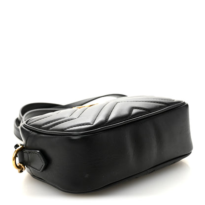 Gucci Calfskin Matelasse Mini GG Marmont Chain Shoulder Bag Black 4 of 11