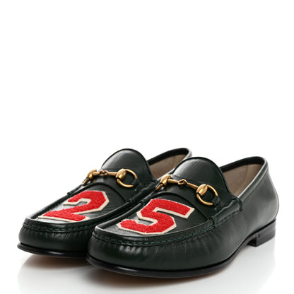 Gucci Calfskin Granada Kid Embroidered Mens Horsebit Loafers 8 Verde 3 of 8