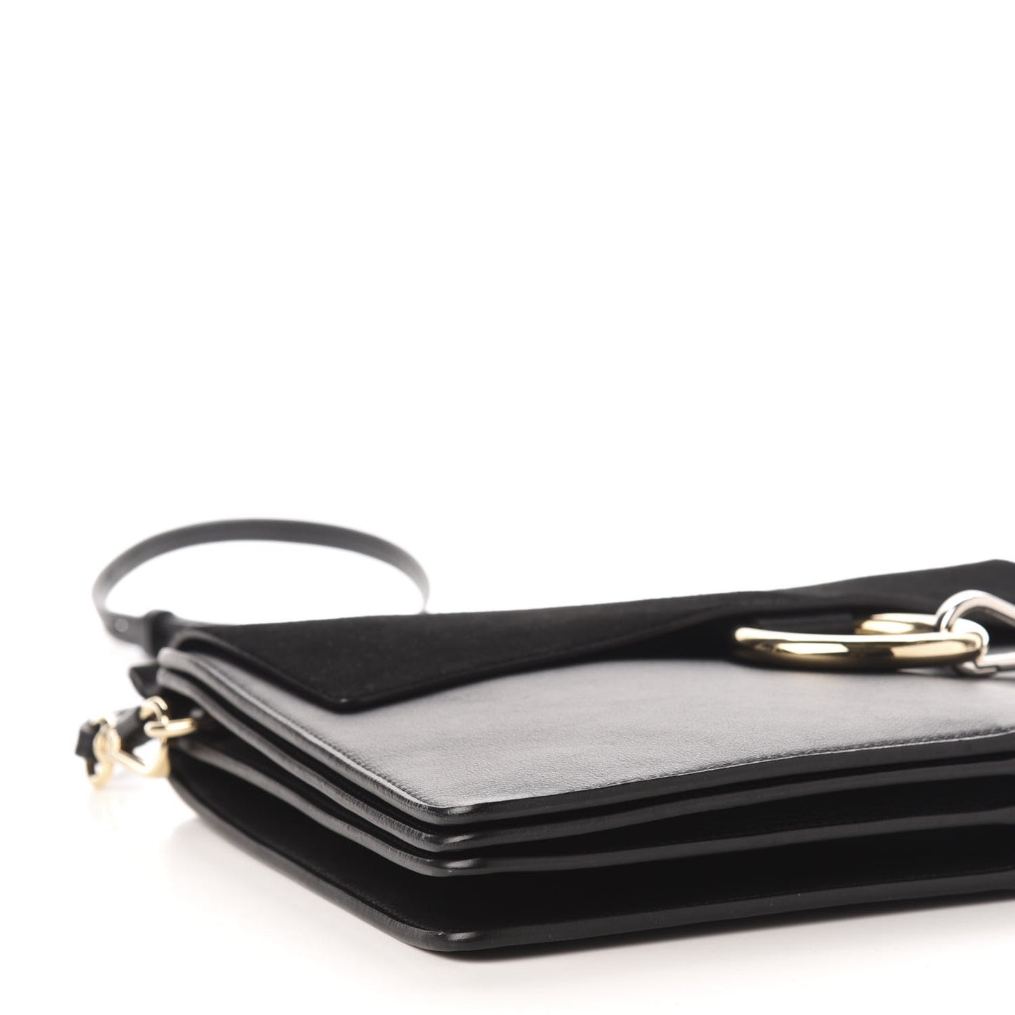 Suede Calfskin Medium Faye Shoulder Bag Black