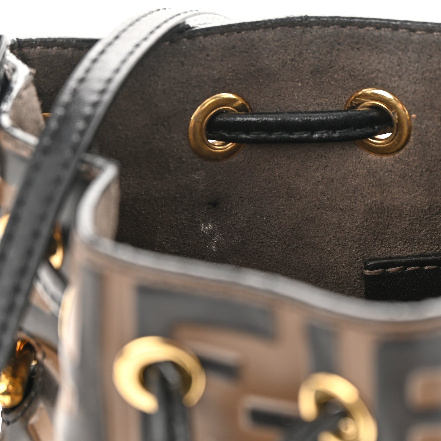 Vitello Liberty F is Fendi Bi-Color FF 1974 Embossed Mini Mon Tresor Bucket Bag Maya Black