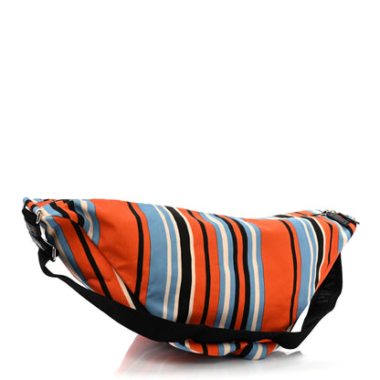 Prada Canvas Logo Embossed Striped Large Triangle Shoulder Bag Arancio 3 of 7
