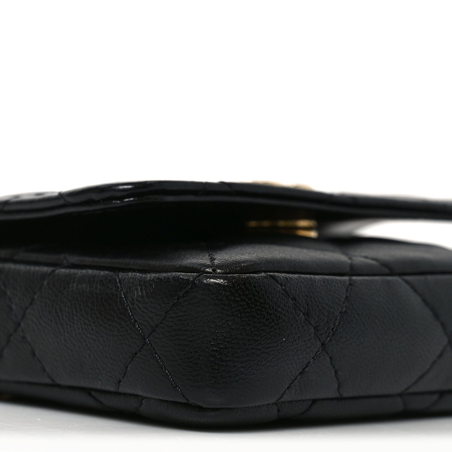Lambskin Resin Pearl Quilted Mini Belt Bag Black