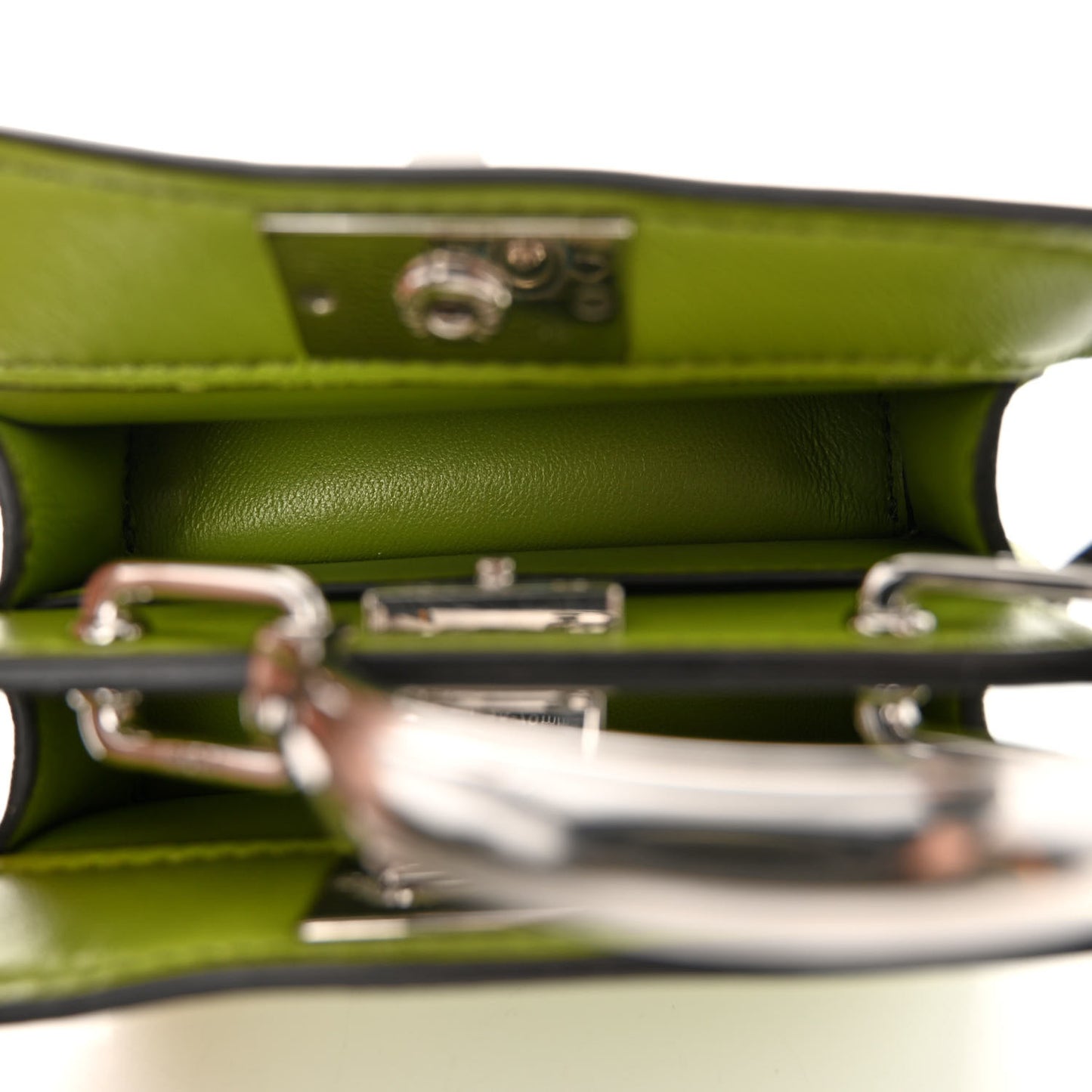 Shiny Nappa Nano Peekaboo Maxi Handle Satchel Wasabi