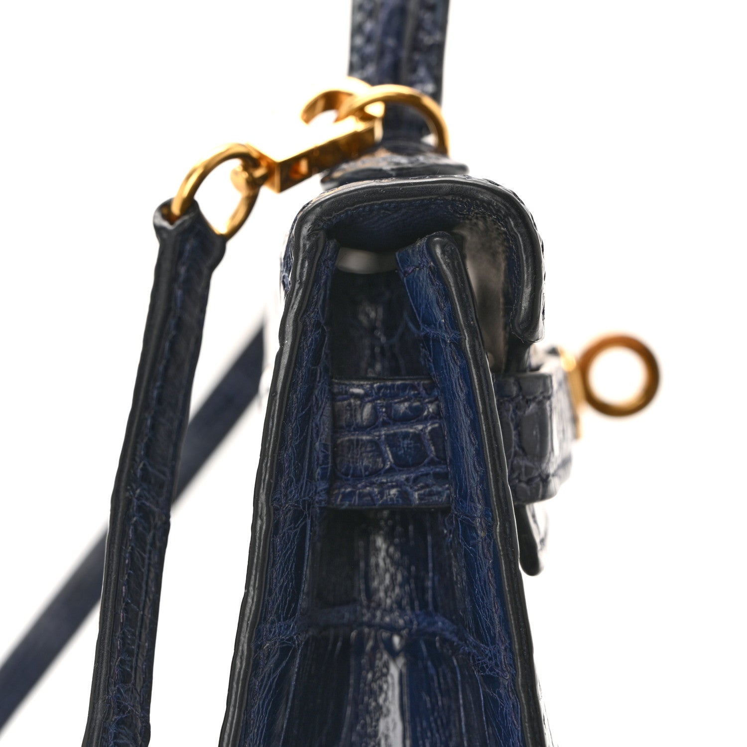 Hermes Shiny Alligator Mini Kelly Sellier 20 Bleu Saphir 14 of 14