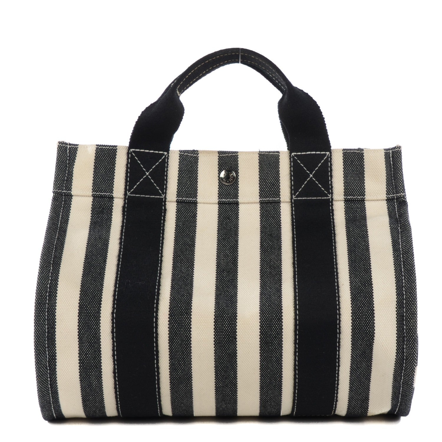 Hermes Canvas Striped Cannes MM Black White 1 of 10