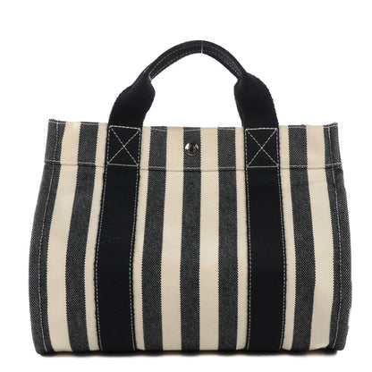 Hermes Canvas Striped Cannes MM Black White 1 of 10
