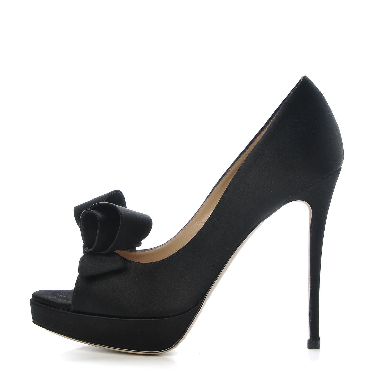 Satin Couture Bow Peep Toe 95/125mm Platform Pumps 37.5 Black