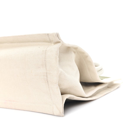 Saint Laurent Linen Calfskin Small Rive Gauche Tote Military Green Blanc Vintage 10 of 11