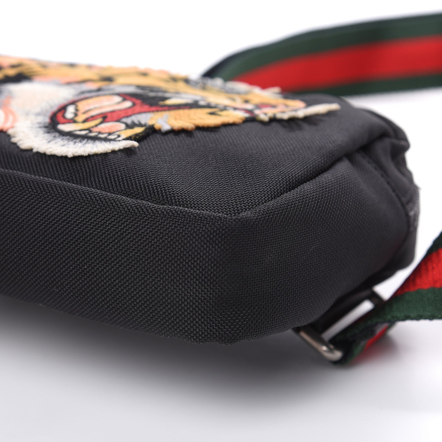 Gucci Canvas Web Tiger Embroidered Messenger Bag Black 9 of 9