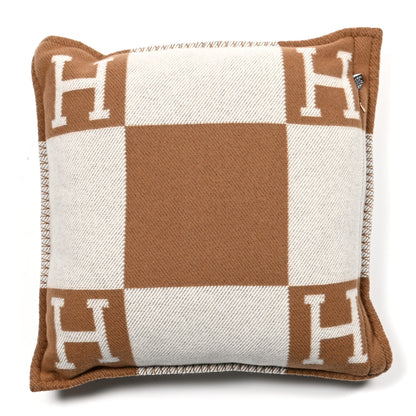 Hermes Wool Cashmere Avalon Pillow PM Ecru Camel 2 of 3