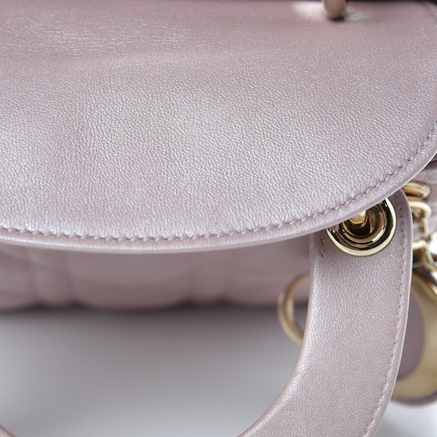Christian Dior Metallic Lambskin Cannage Mini Lady Dior Lotus 12 of 15