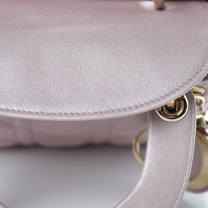 Christian Dior Metallic Lambskin Cannage Mini Lady Dior Lotus 12 of 15