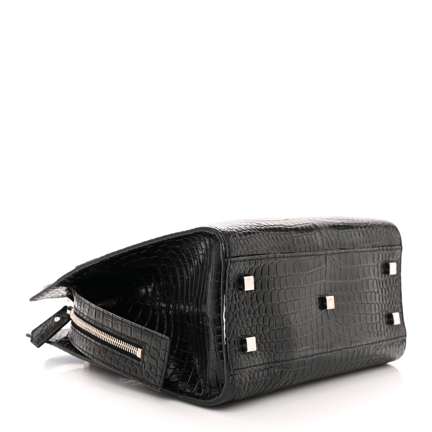 Saint Laurent Calfskin Crocodile Embossed Small Uptown Tote Black 5 of 16