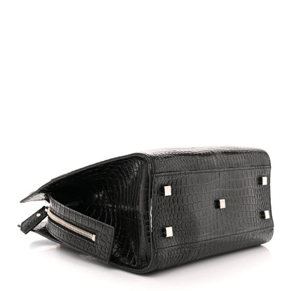 Saint Laurent Calfskin Crocodile Embossed Small Uptown Tote Black 5 of 16