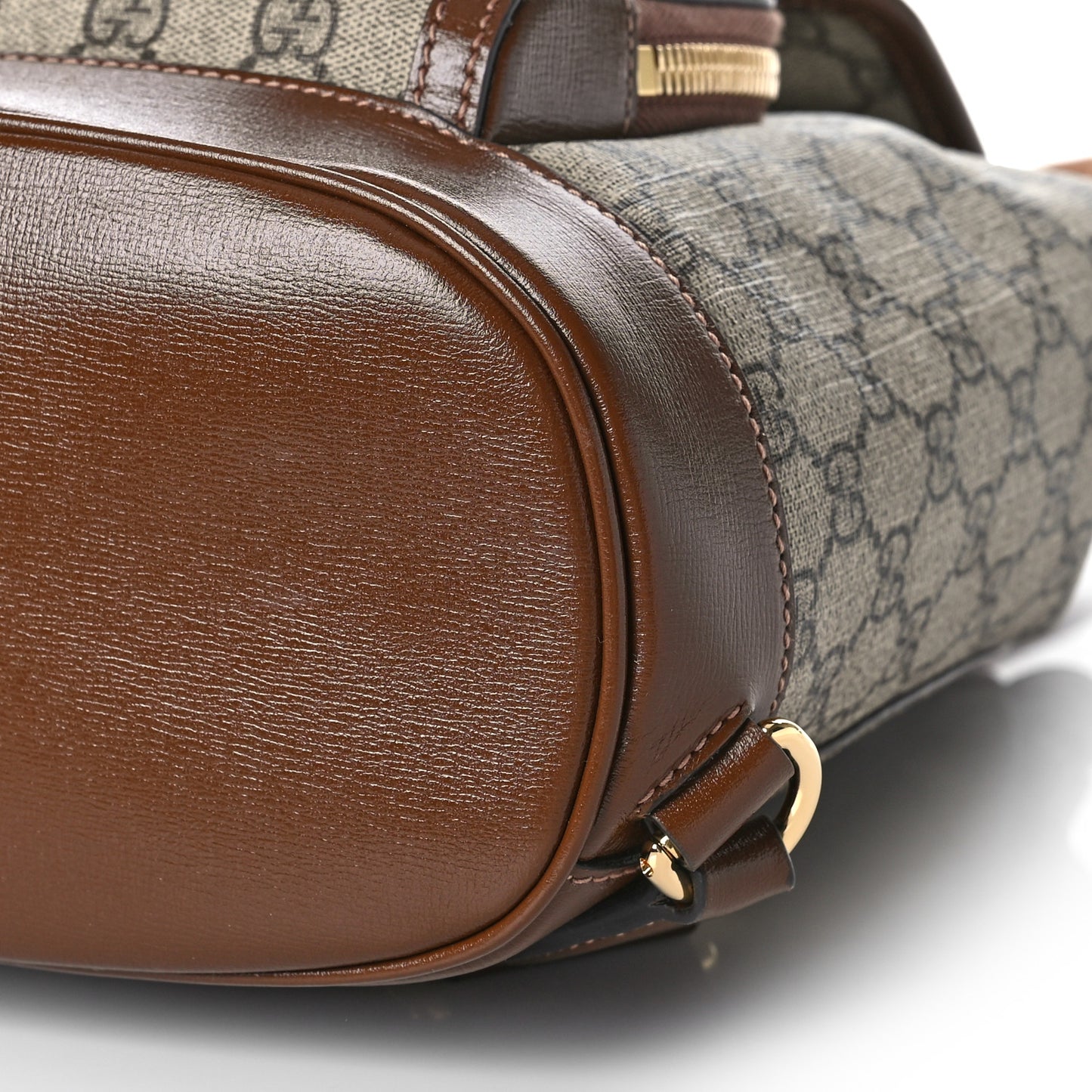 GG Supreme Monogram Azalea Calfskin Retro Interlocking G Buckle Backpack Beige Ebony Brown Sugar