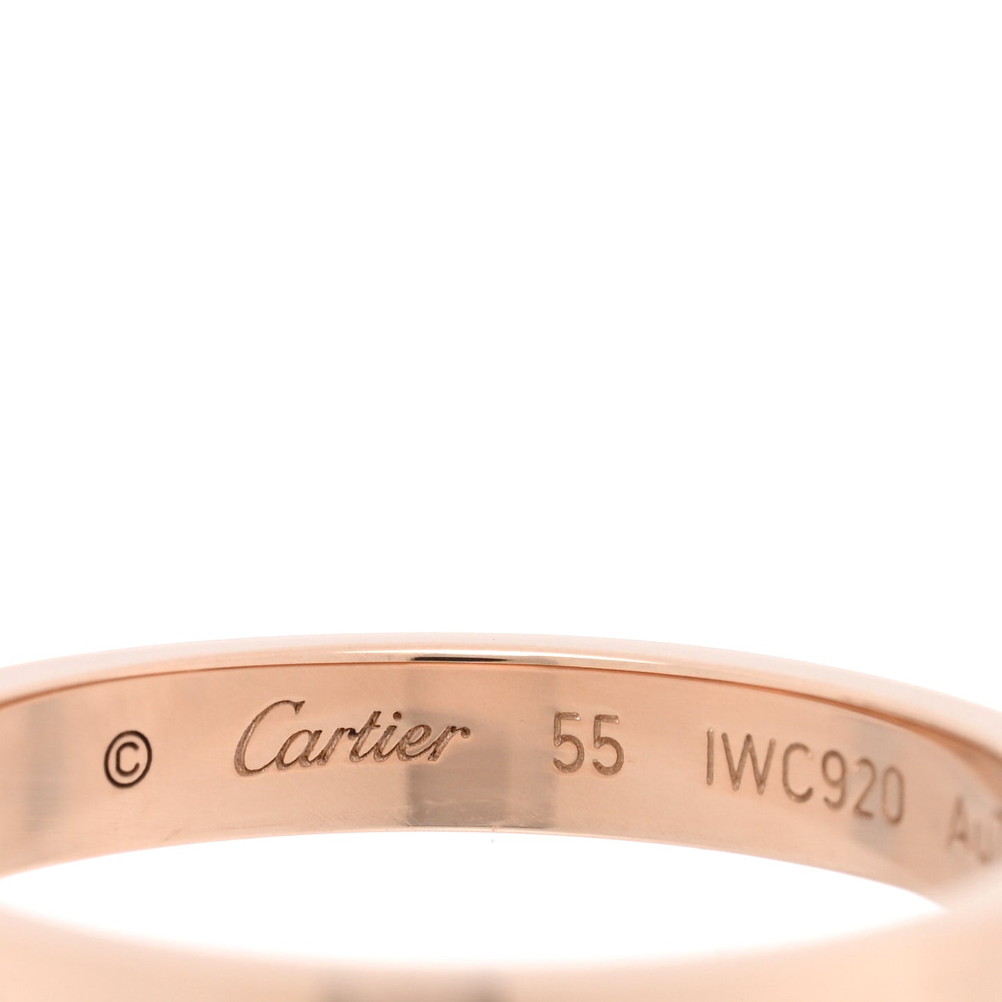 18K Pink Gold Diamond 3mm C De Cartier Wedding Band Ring 55 7.25