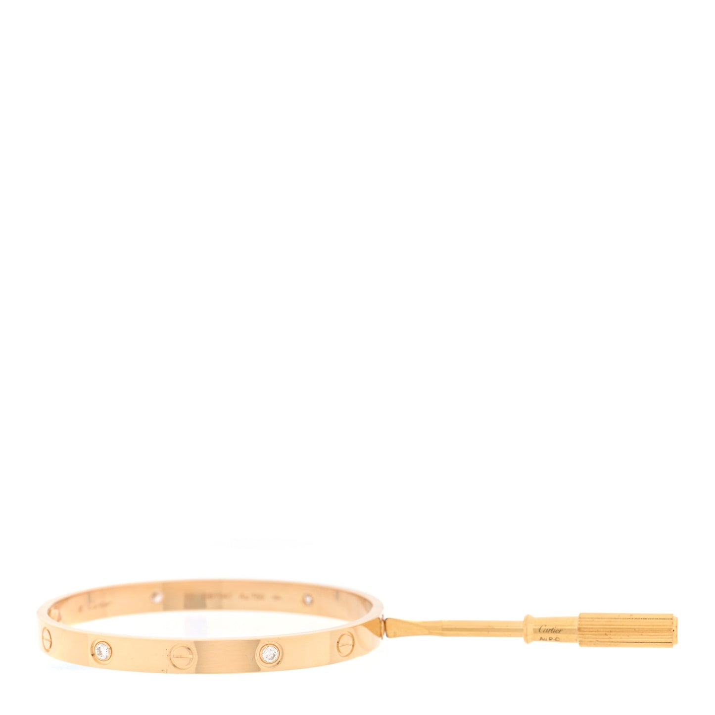 18K Yellow Gold 4 Diamond LOVE Bracelet 17