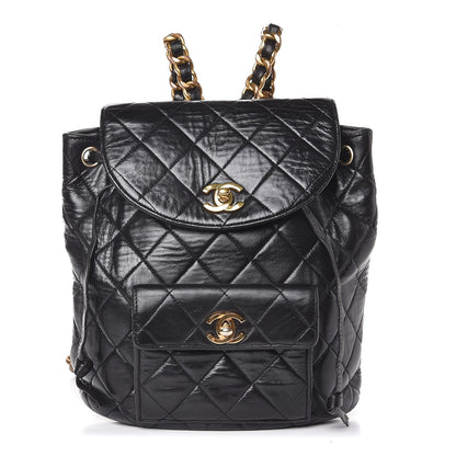 Chanel Lambskin Quilted Drawstring Backpack Black 1 of 11