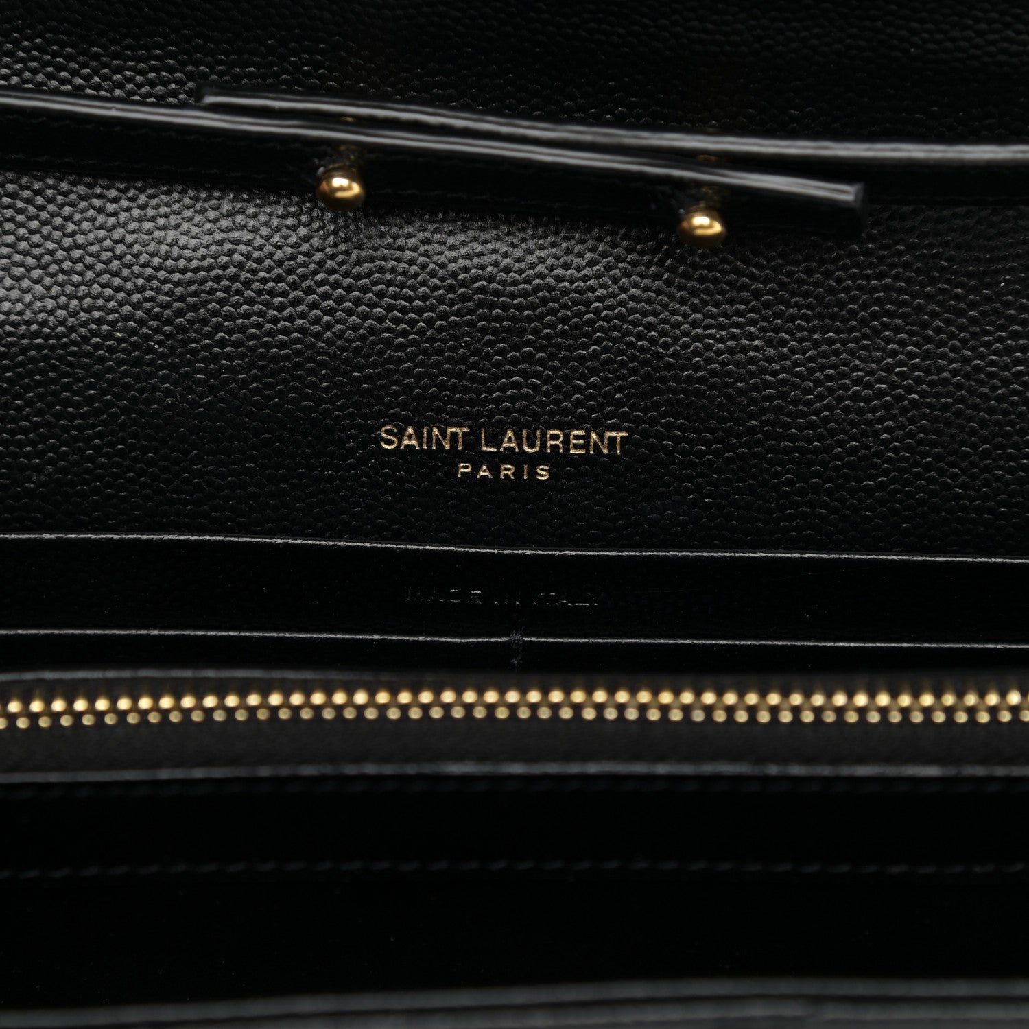 Saint Laurent Grain De Poudre Matelasse Chevron Monogram Chain Wallet Black 5 of 8