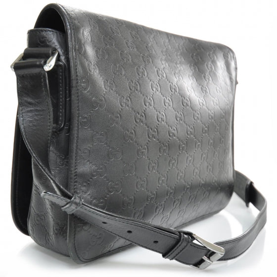 Gucci Guccissima Flap Messenger Bag Black 2 of 9