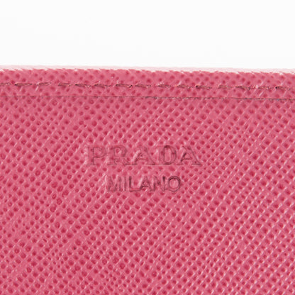 Prada Saffiano Metal Continental Flap Wallet Peonia 6 of 7