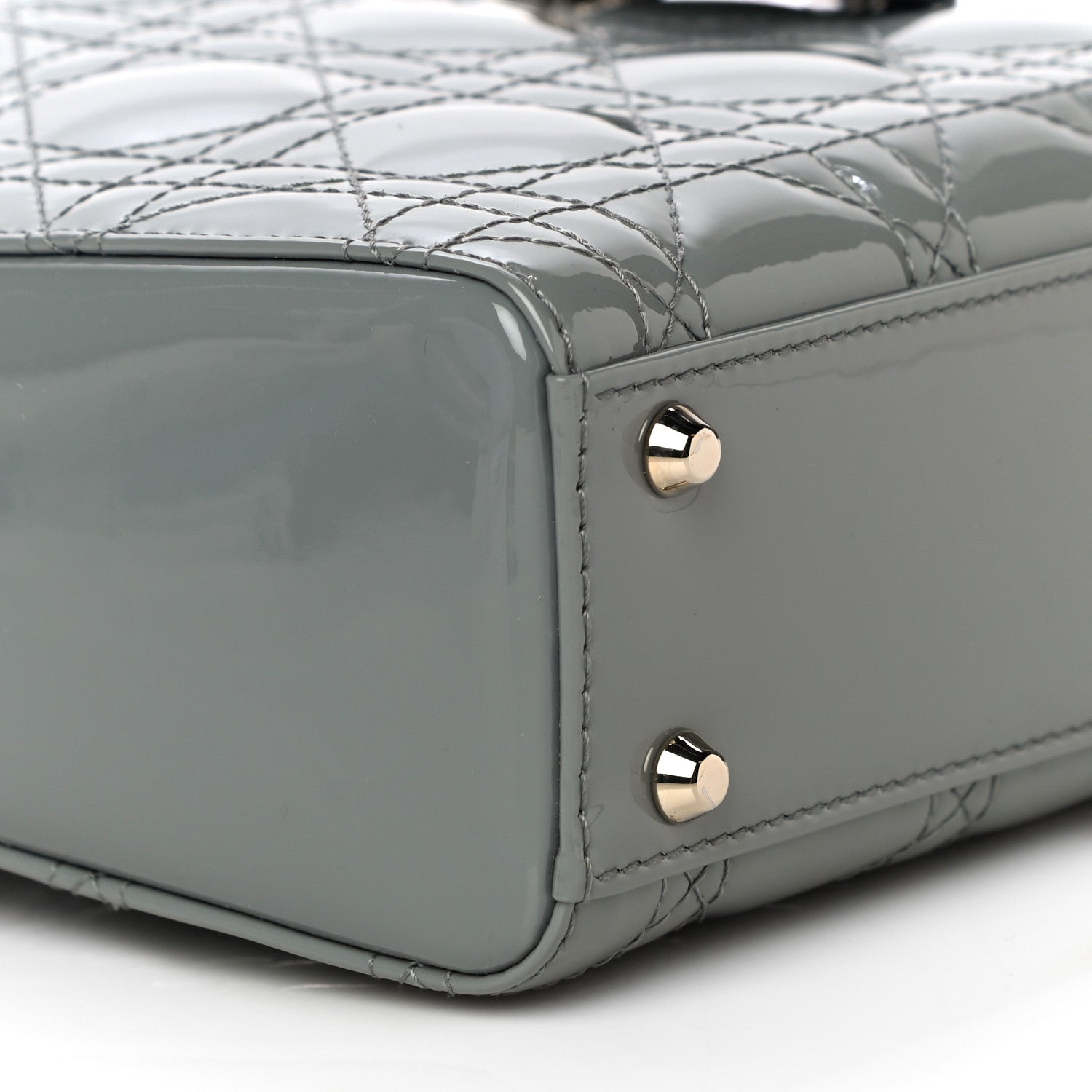 Christian Dior Patent Cannage Mini Lady Dior Grey Stone 9 of 11