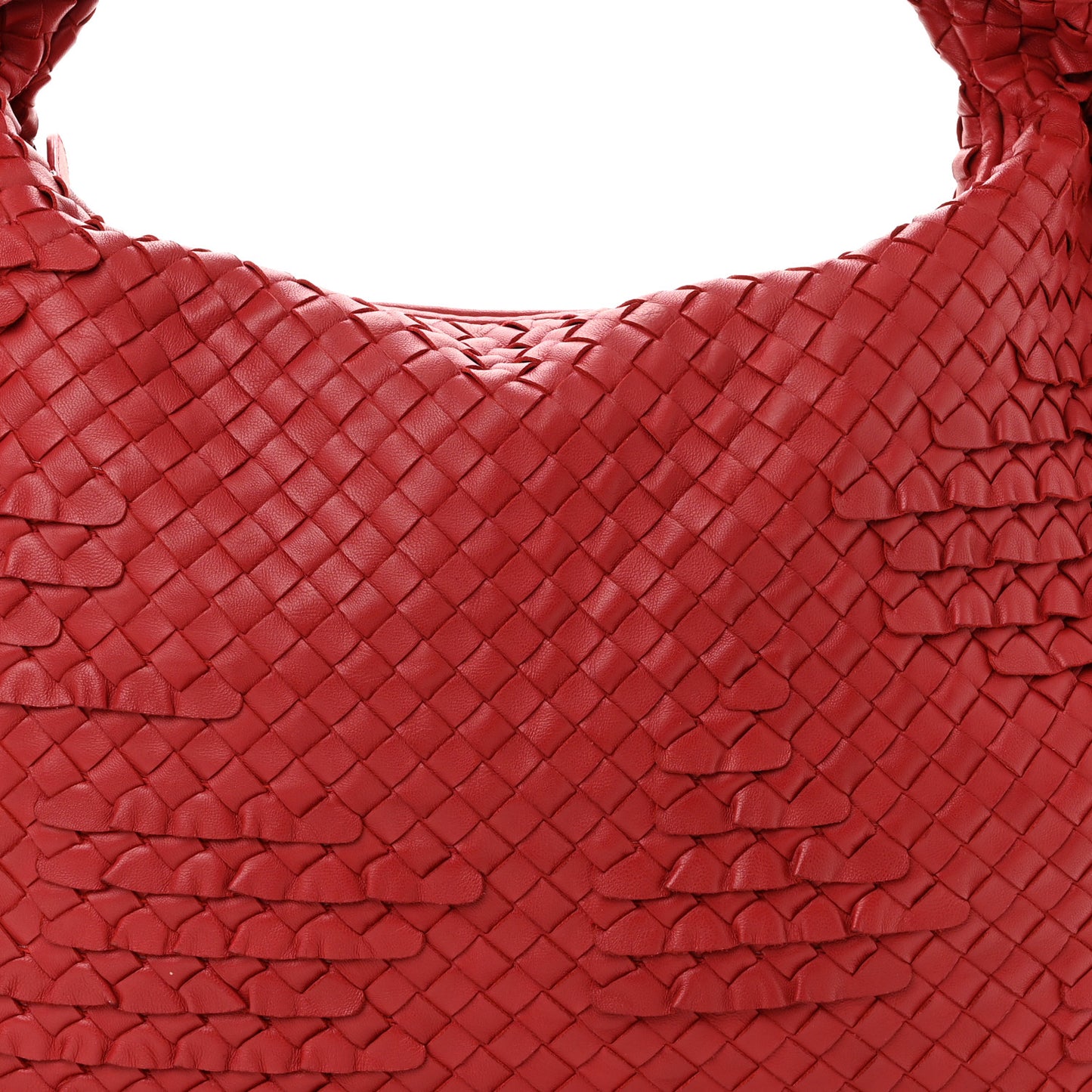 Nappa Intrecciato Ruffle Large Veneta Hobo Red
