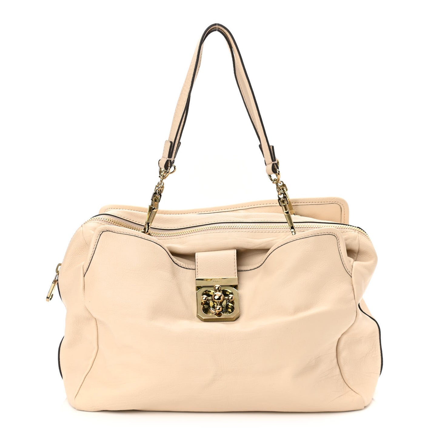 Calfskin Medium Elsie Satchel Light Tan