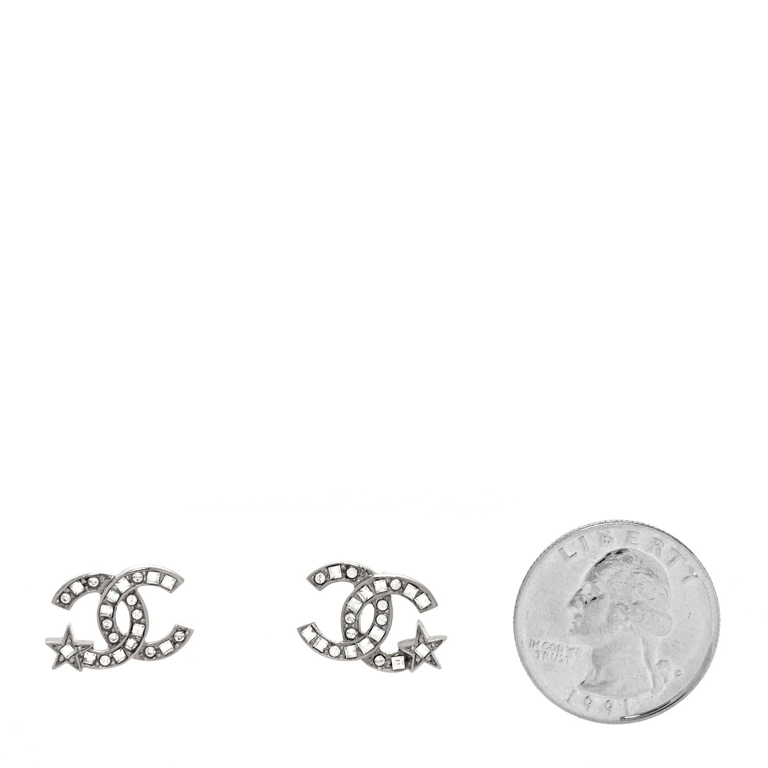 Chanel Crystal CC Starfall Earrings Silver 2 of 4