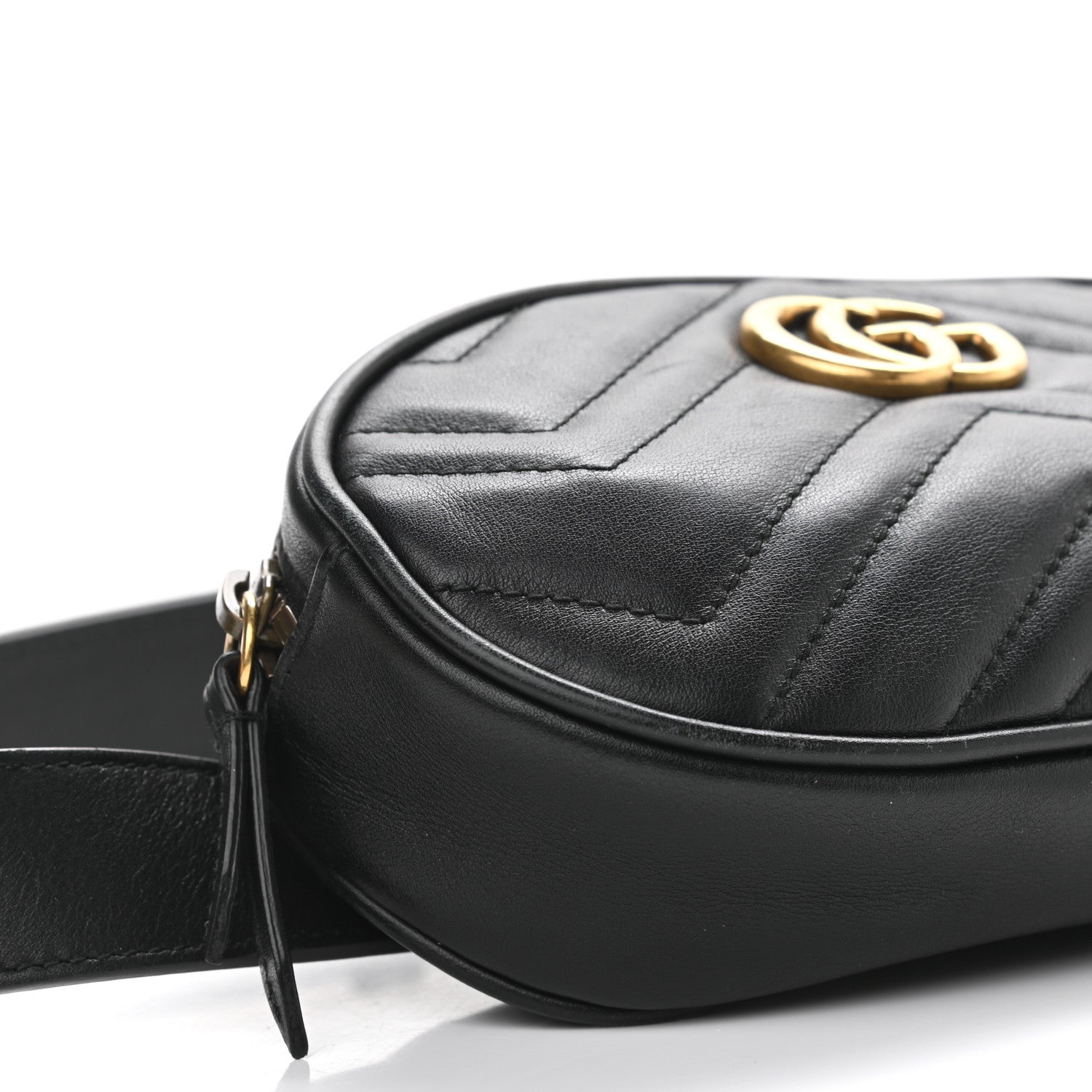 Gucci Calfskin Matelasse GG Marmont Belt Bag 95 38 Black 10 of 15