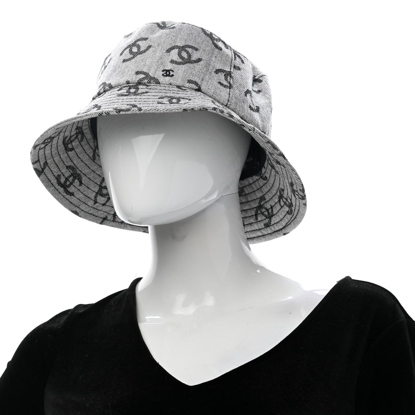 Denim CC Bucket Hat L White Black
