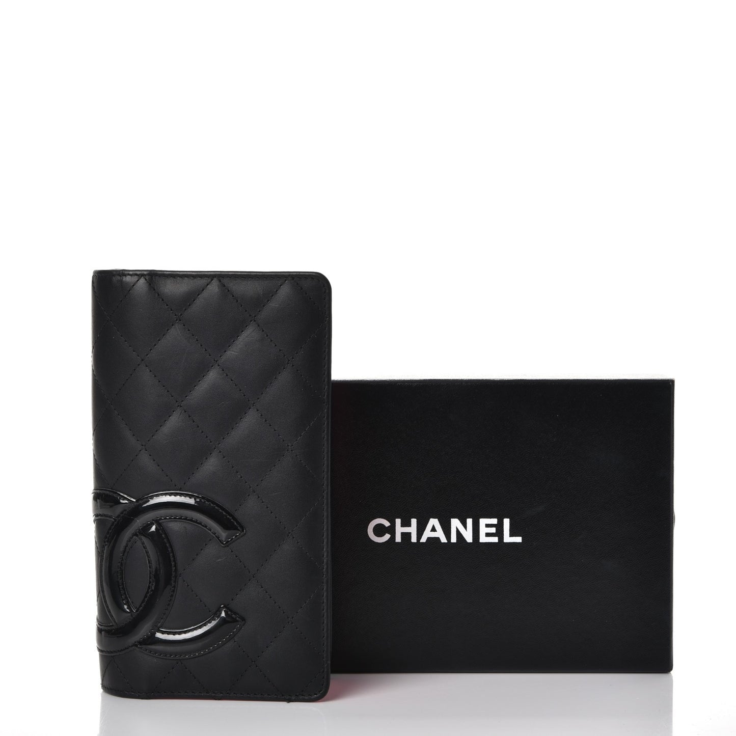 Calfskin Quilted Cambon Yen Wallet Black
