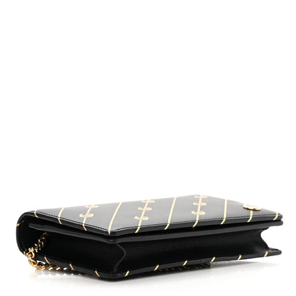 Gucci Calfskin Diagonal GG Mini Chain Wallet Black Gold 4 of 11
