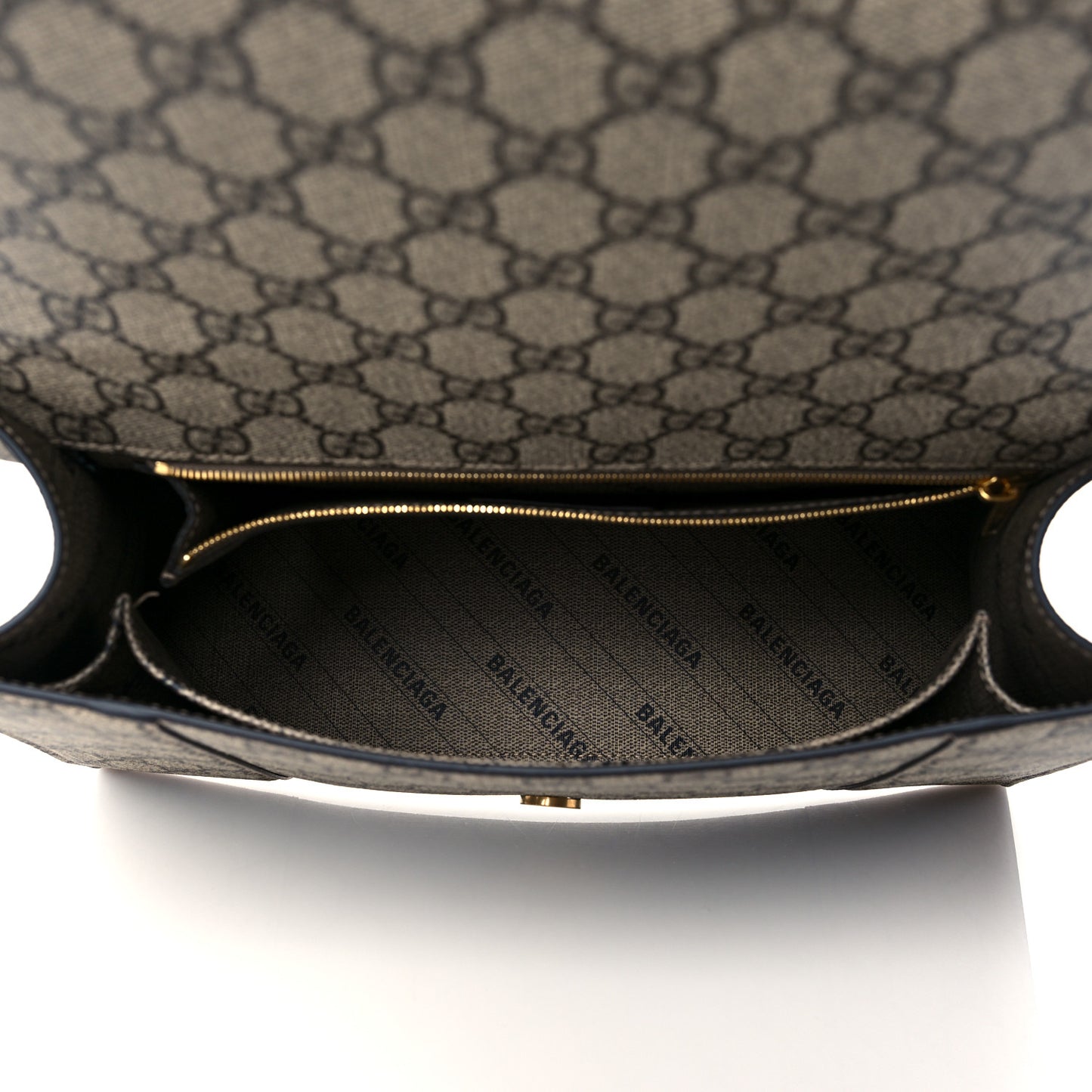 X GUCCI GG Supreme Monogram Medium Hourglass Top Handle Bag Beige Ebony