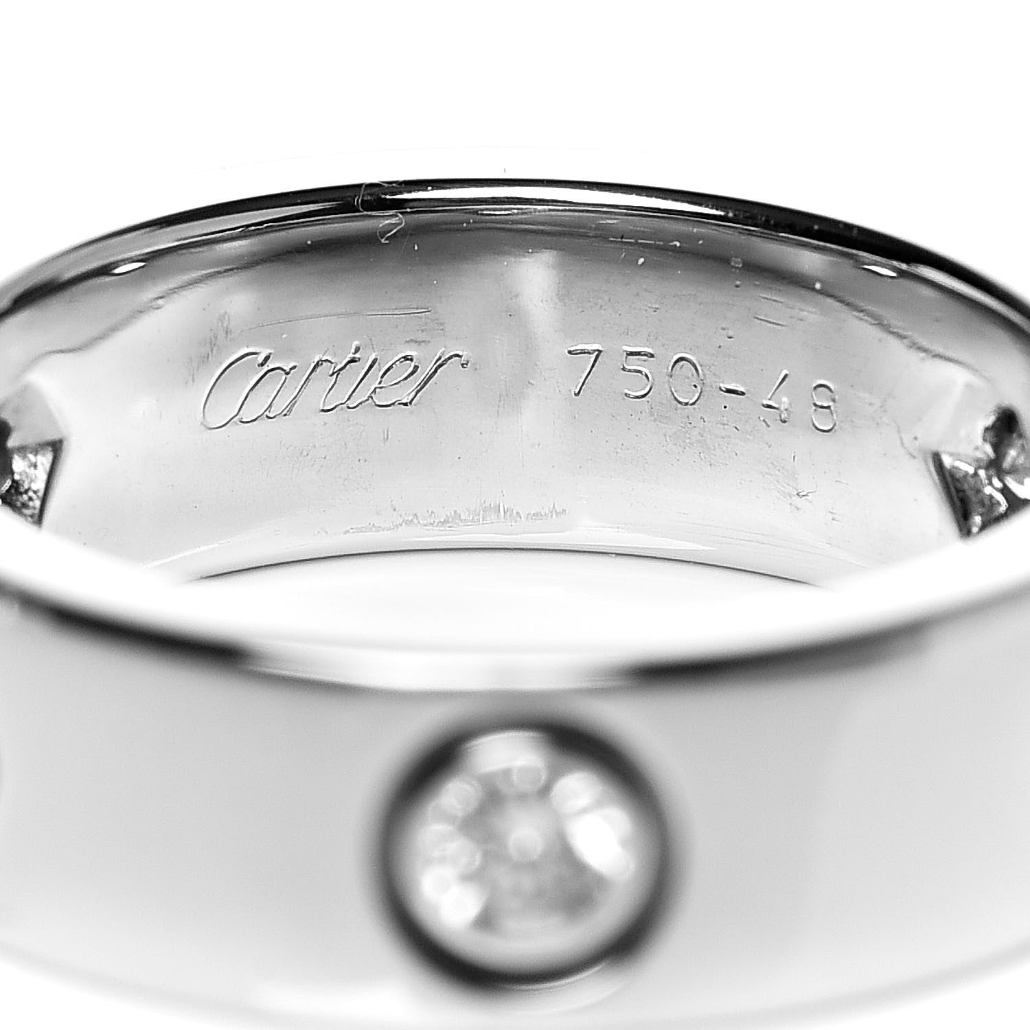 Cartier 18K White Gold 3 Diamond 5.5mm LOVE Ring 48 4.5 4 of 4