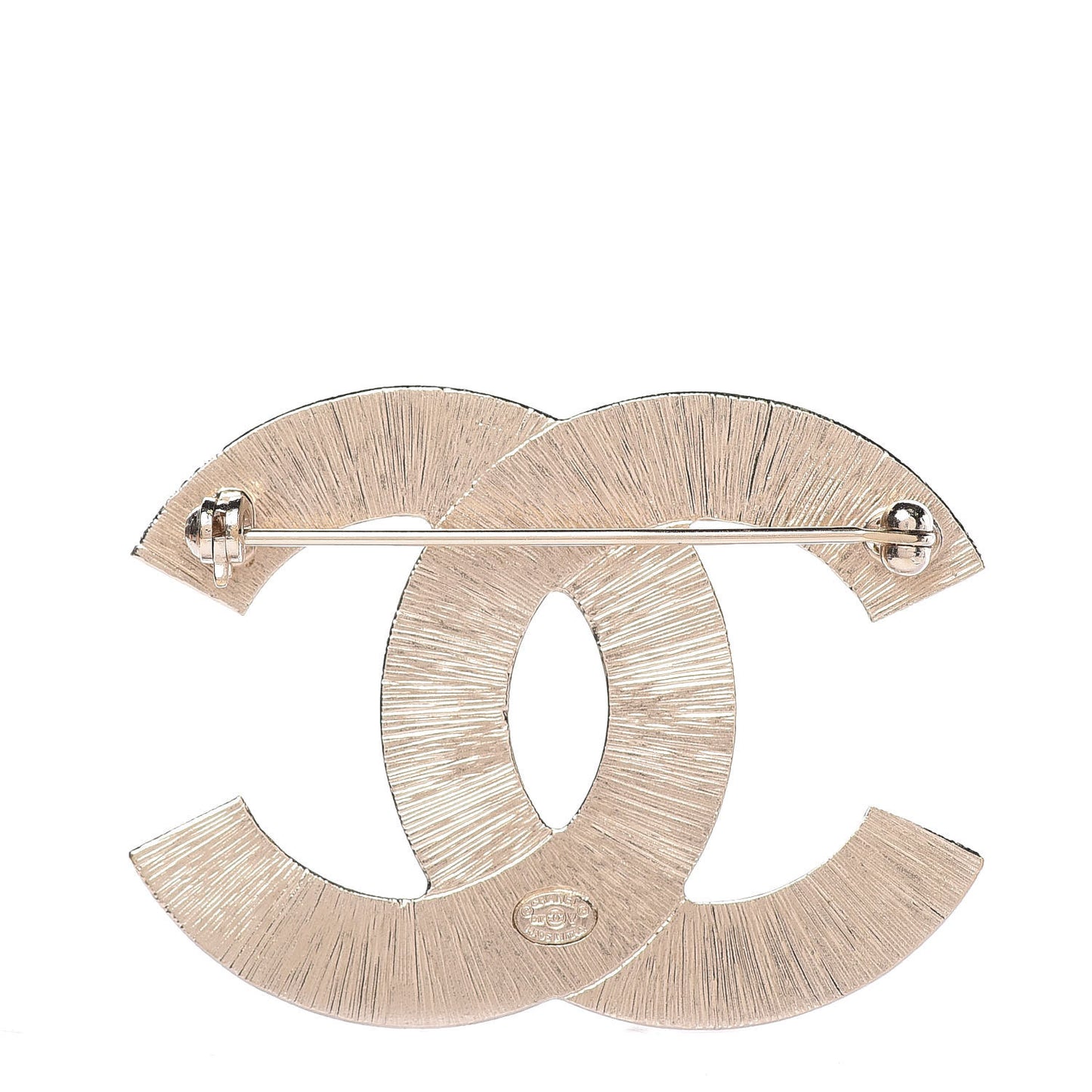 Metal Quilted CC Brooch Silver Gold