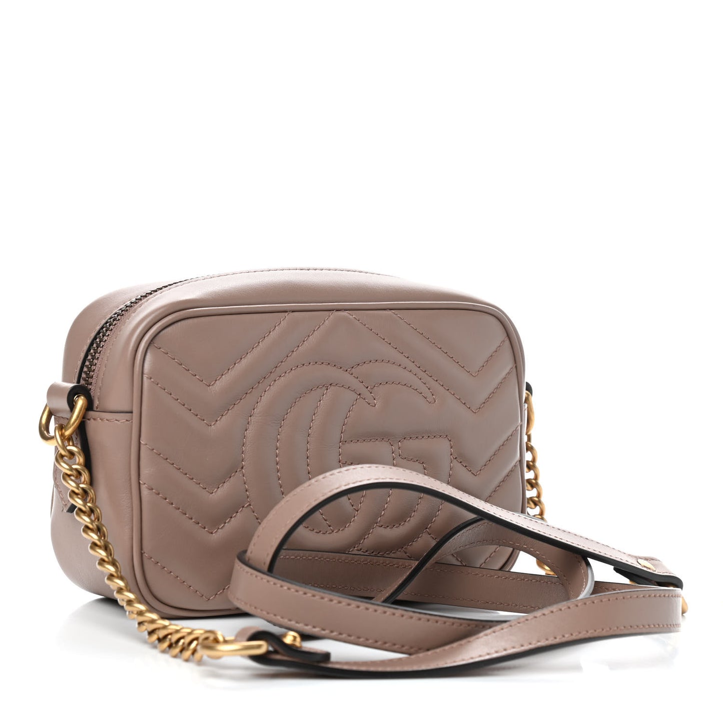 Calfskin Matelasse Mini GG Marmont Chain Shoulder Bag Porcelain Rose