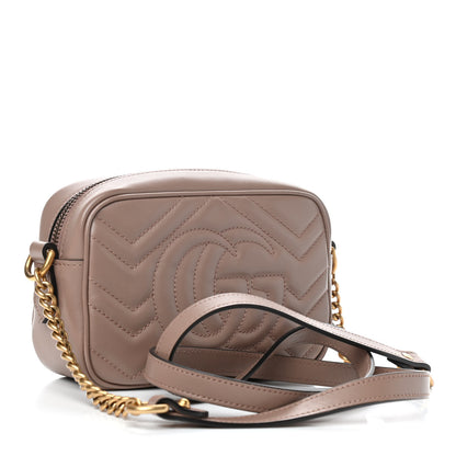 Gucci Calfskin Matelasse Mini GG Marmont Chain Shoulder Bag Porcelain Rose 3 of 9