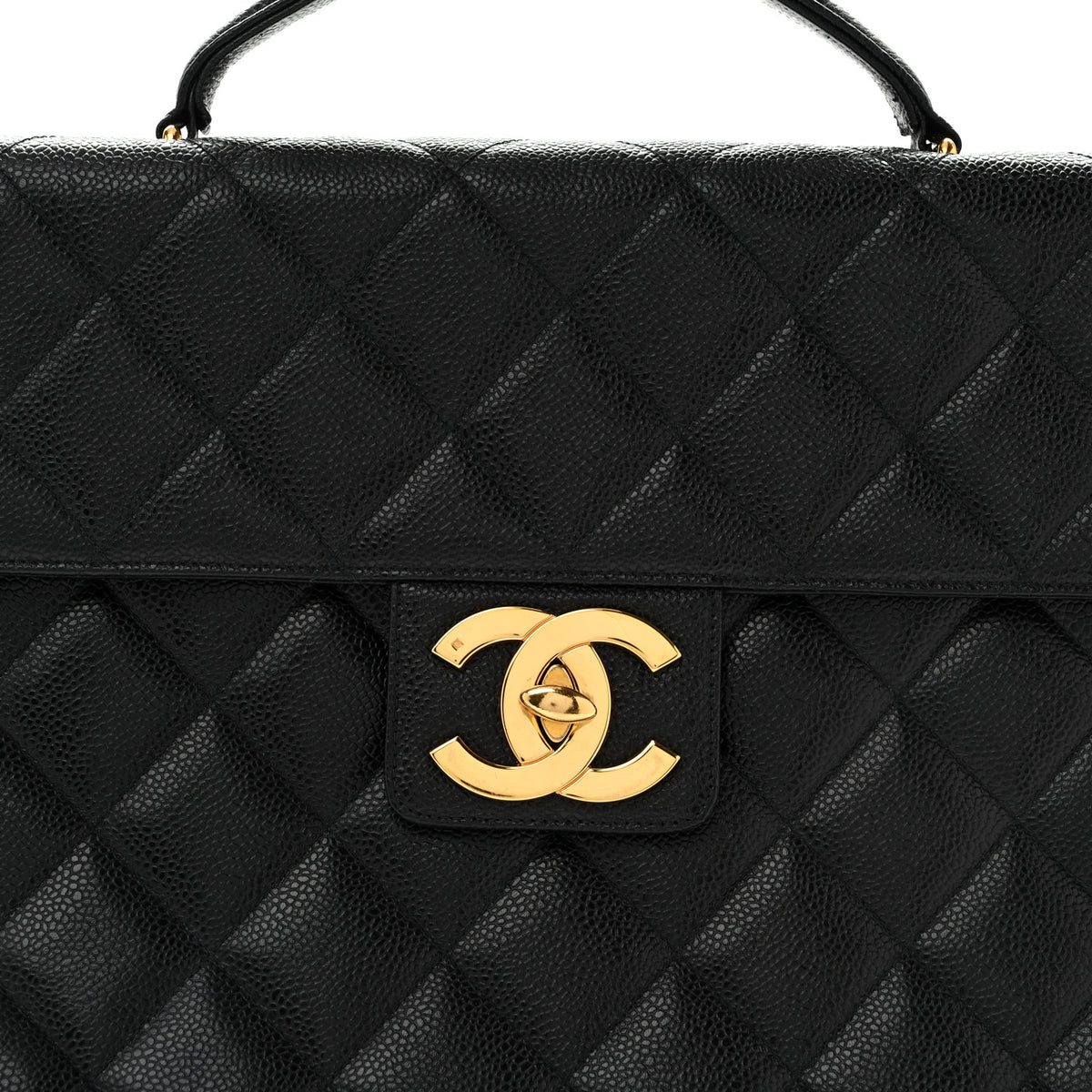 Caviar Quilted Briefcase Laptop Bag Black