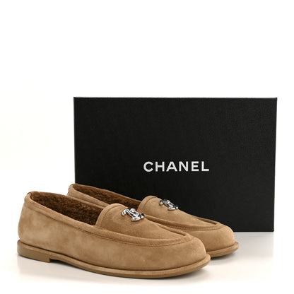 Chanel Suede Calfskin CC Loafers 39.5 Dark Beige 9 of 9